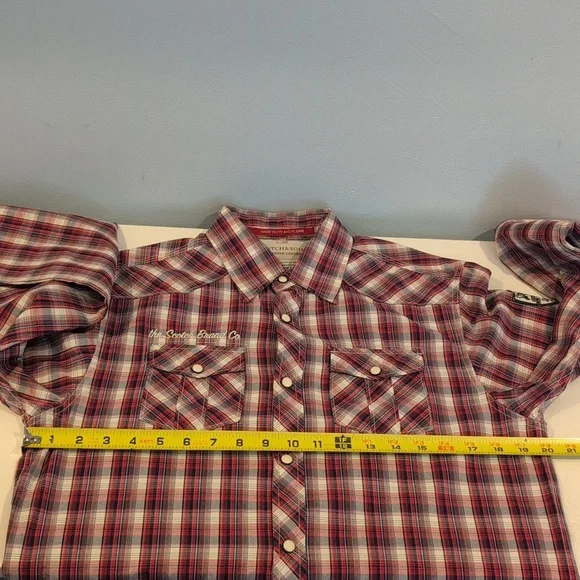 Scotch & Soda Men's Medium Western Long Sleeve Snap Button Down Plaid Shirt - Picture 12 of 16